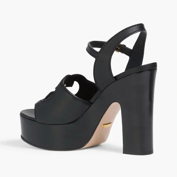 GUCCI Women's Interlocking G Cut-Out Platform Sandals Leather Black - Picture 6 of 12